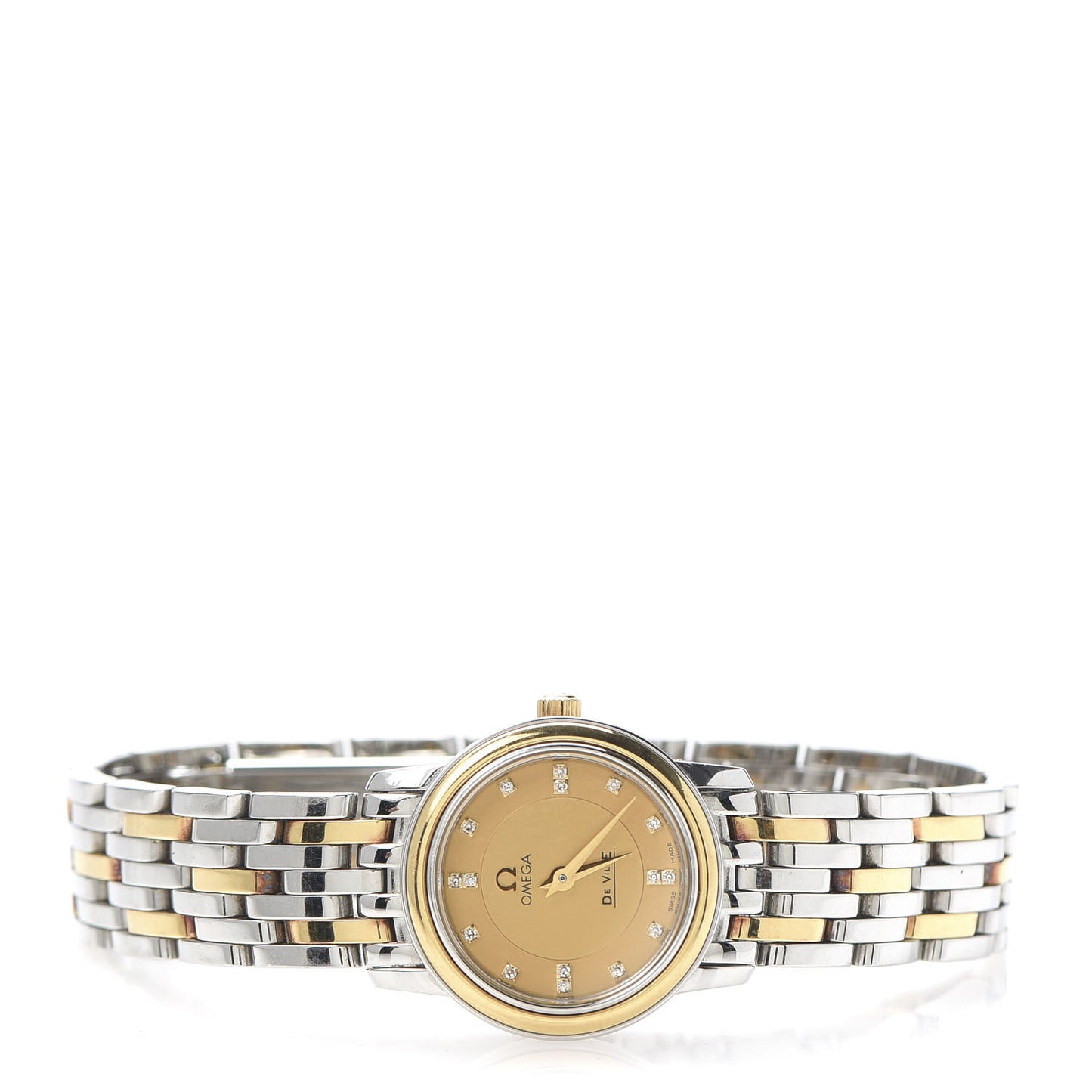 Stainless Steel 18K Yellow Gold Diamond 22mm De Ville Quartz Watch Champagne 4370.16.00
