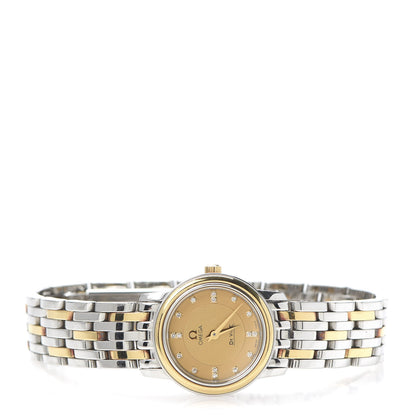 Omega Stainless Steel 18K Yellow Gold Diamond 22mm De Ville Quartz Watch Champagne 4370.16.00 3 of 8