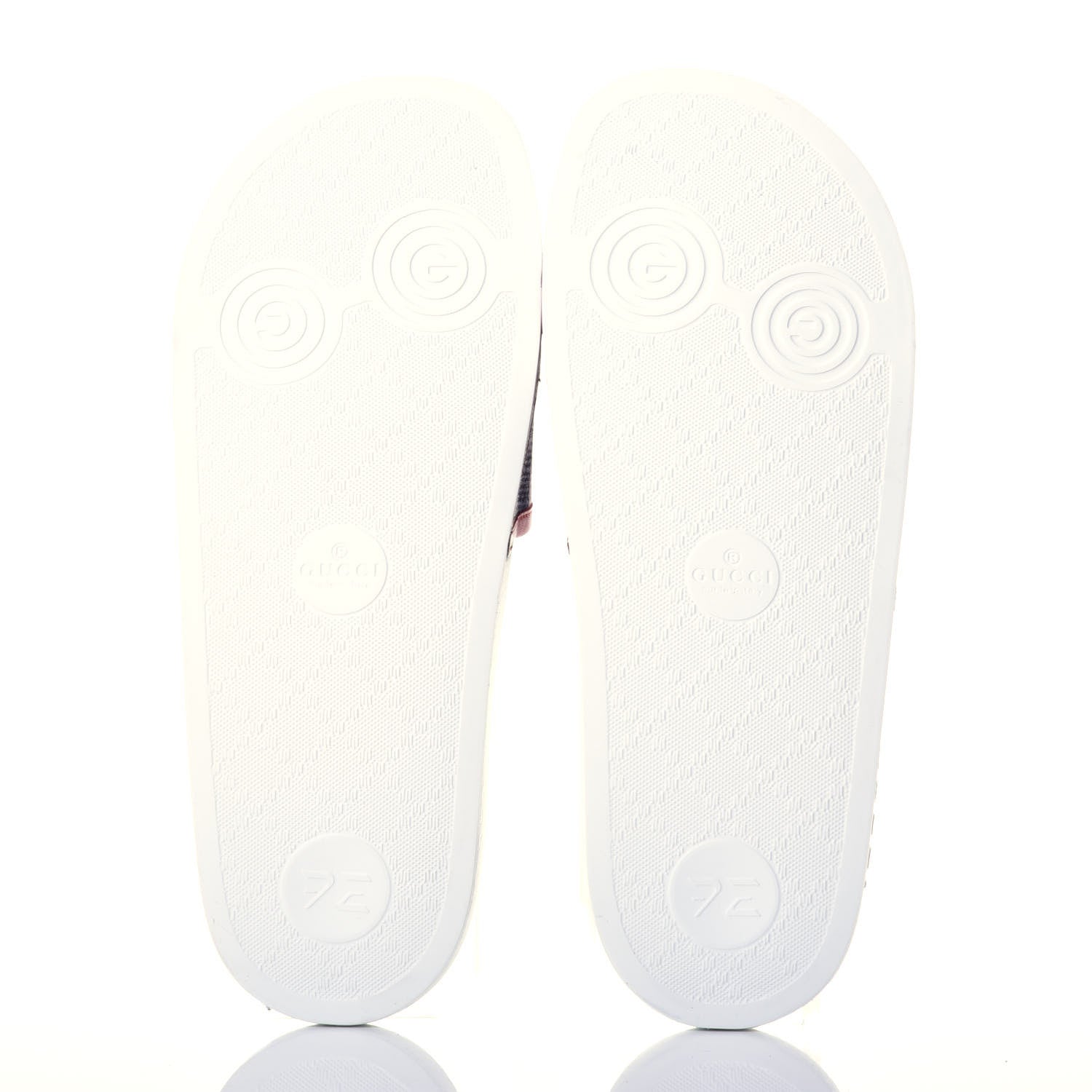 Gucci Canvas Sylvie Stripe Logo Pursuit Slide Sandals 40 Mystic White Hibiscus Red Maritime 5 of 6