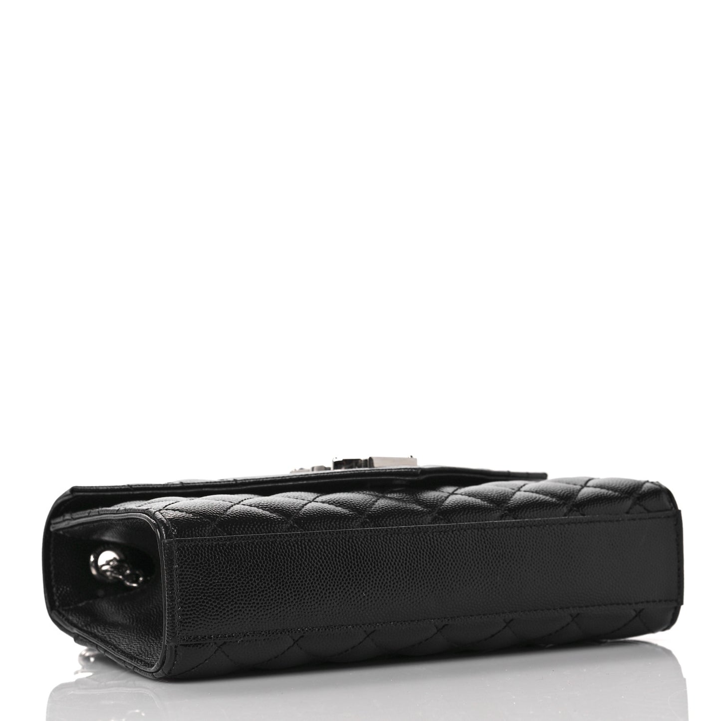 Grain De Poudre Textured Mixed Matelasse Triquilt Small Monogram Satchel Black