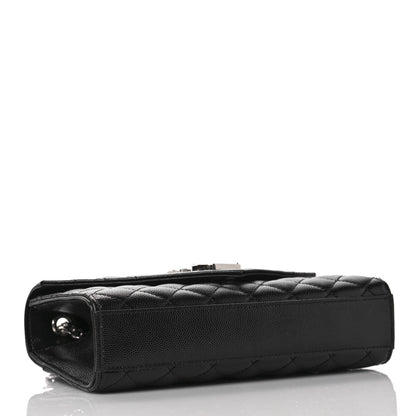 Saint Laurent Grain De Poudre Textured Mixed Matelasse Triquilt Small Monogram Satchel Black 3 of 9