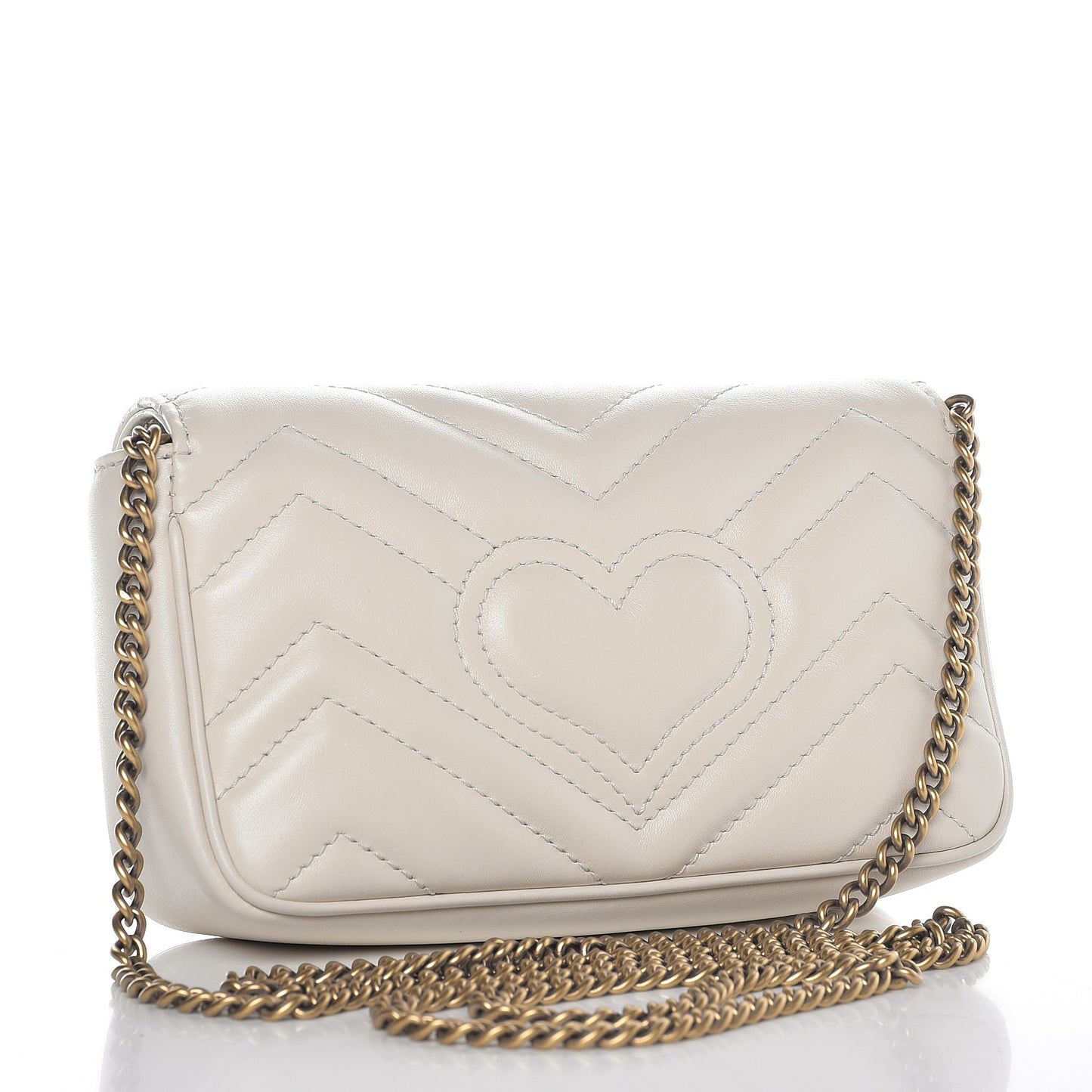 Calfskin Matelasse Super Mini GG Marmont Shoulder Bag White
