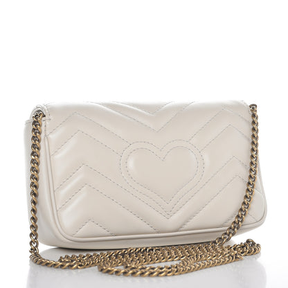 Gucci Calfskin Matelasse Super Mini GG Marmont Shoulder Bag White 10 of 15