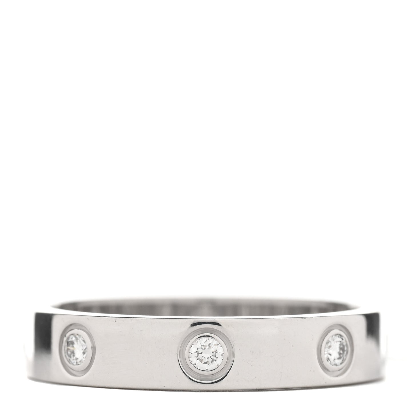 18K White Gold 8 Diamond 4mm Wedding Band LOVE Ring 55 7.25