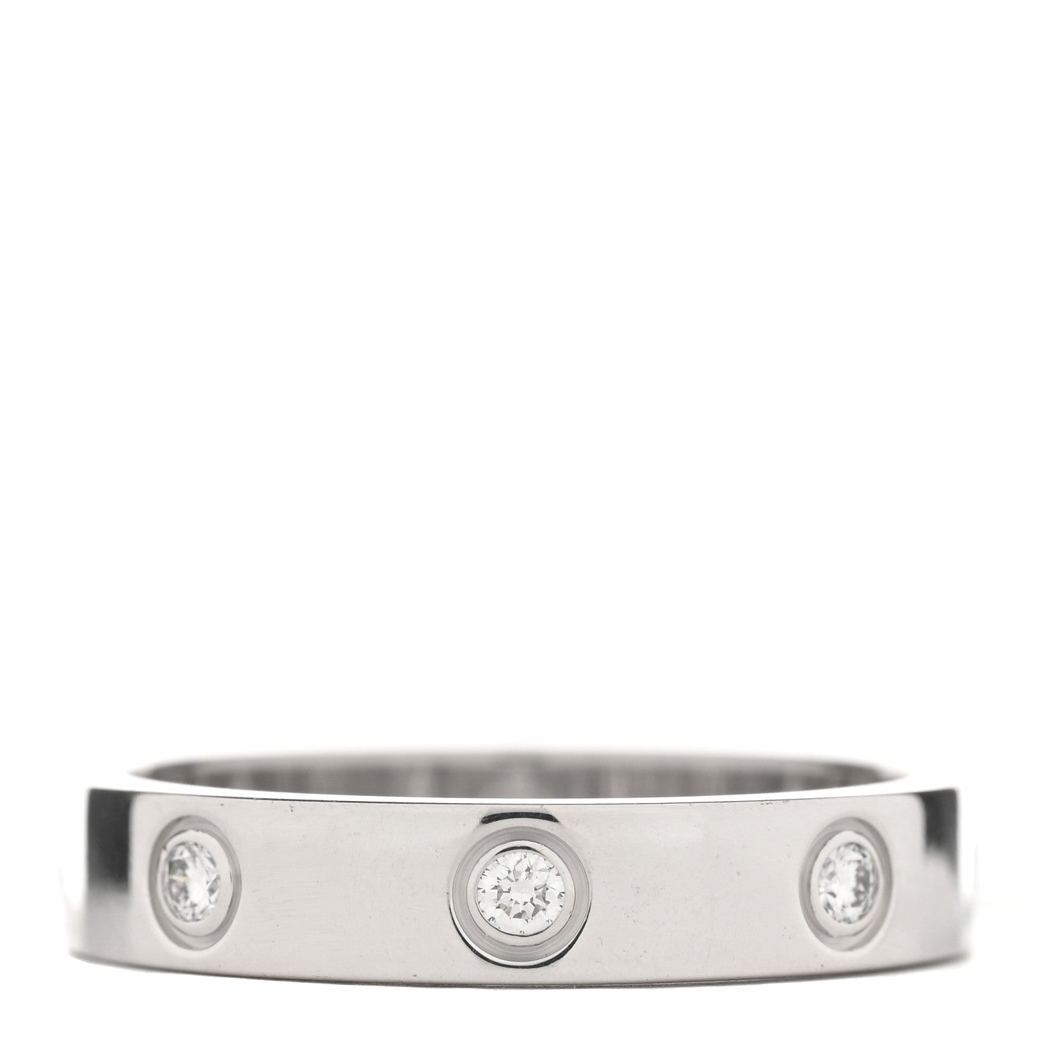Cartier 18K White Gold 8 Diamond 4mm Wedding Band LOVE Ring 55 7.25 3 of 4