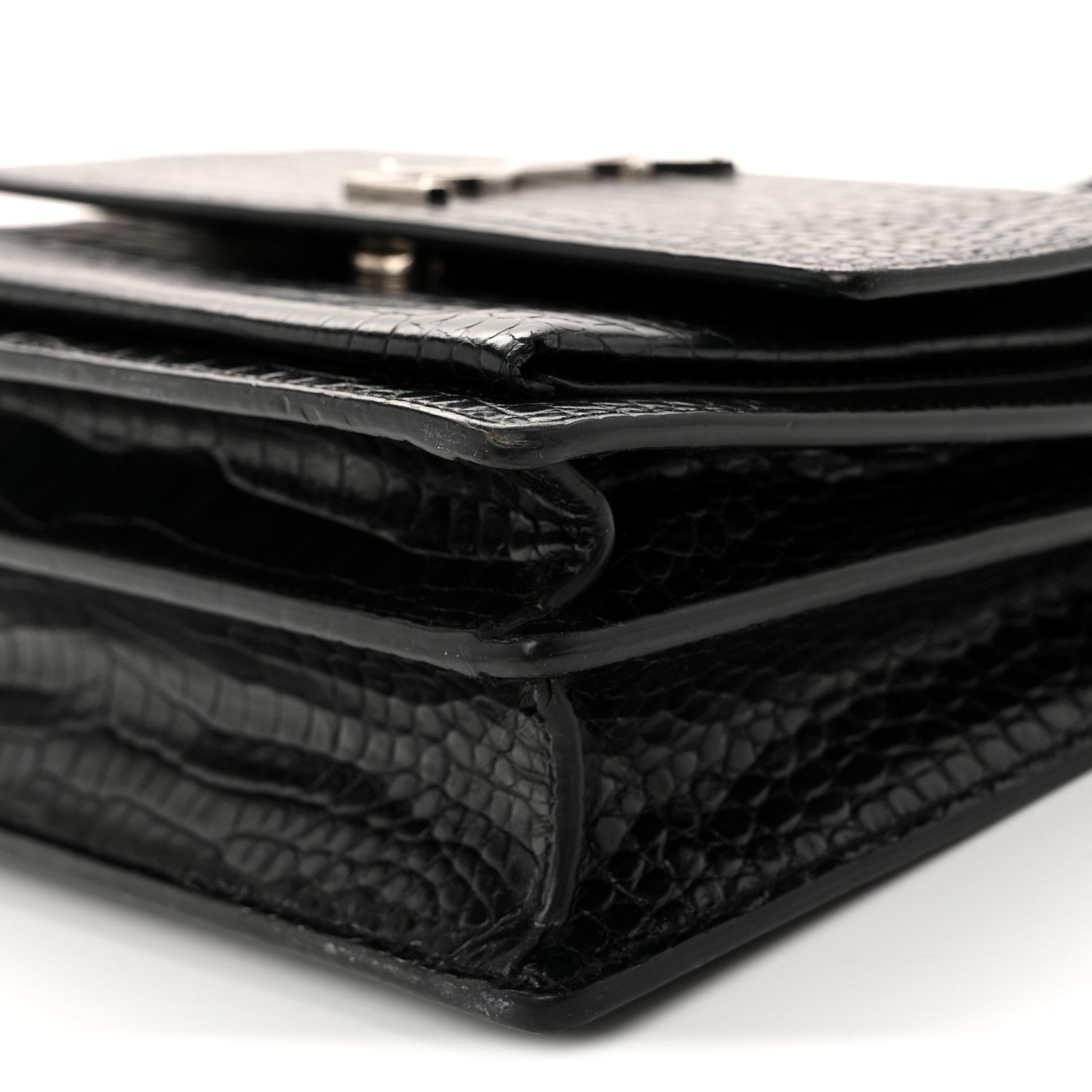 Saint Laurent Calfskin Crocodile Embossed Medium Monogram Sunset Black 9 of 11