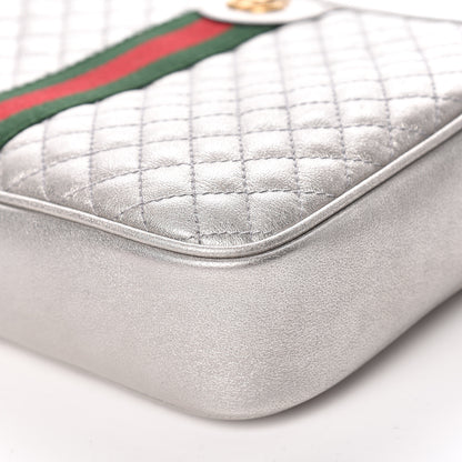 Gucci Laminated Nappa Web Trapuntata Small GG Shoulder Bag Argento 7 of 10