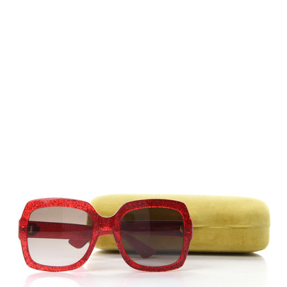 Gucci Square Frame GG 0036S Sunglasses Glitter Red 8 of 8