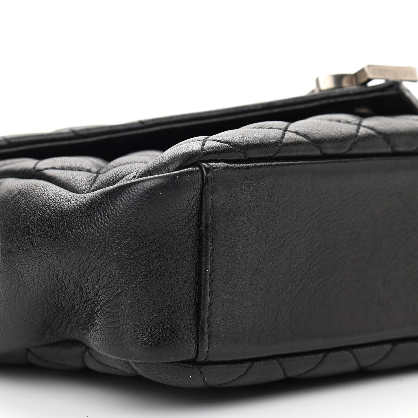 Sheepskin Tri-Quilt Monogram Medium College Bag Black