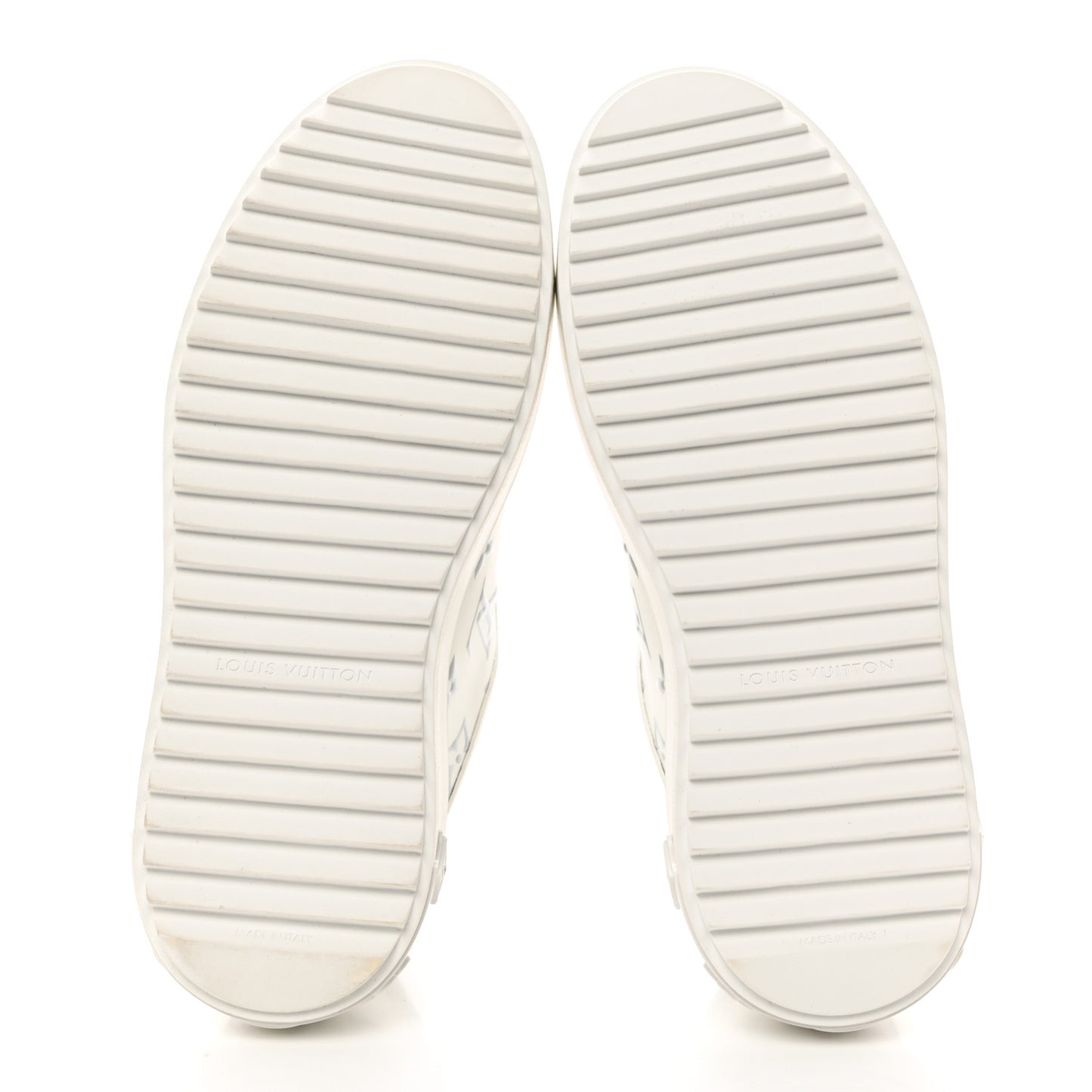 Calfskin Monogram Debossed Time Out Sneakers 36 White Silver
