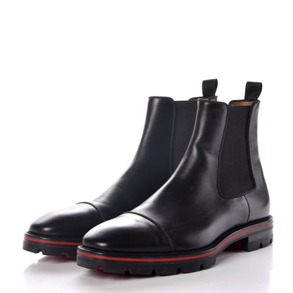 Christian Louboutin Mens Calfskin Melon Flat Chelsea Boots 41.5 Black 2 of 9