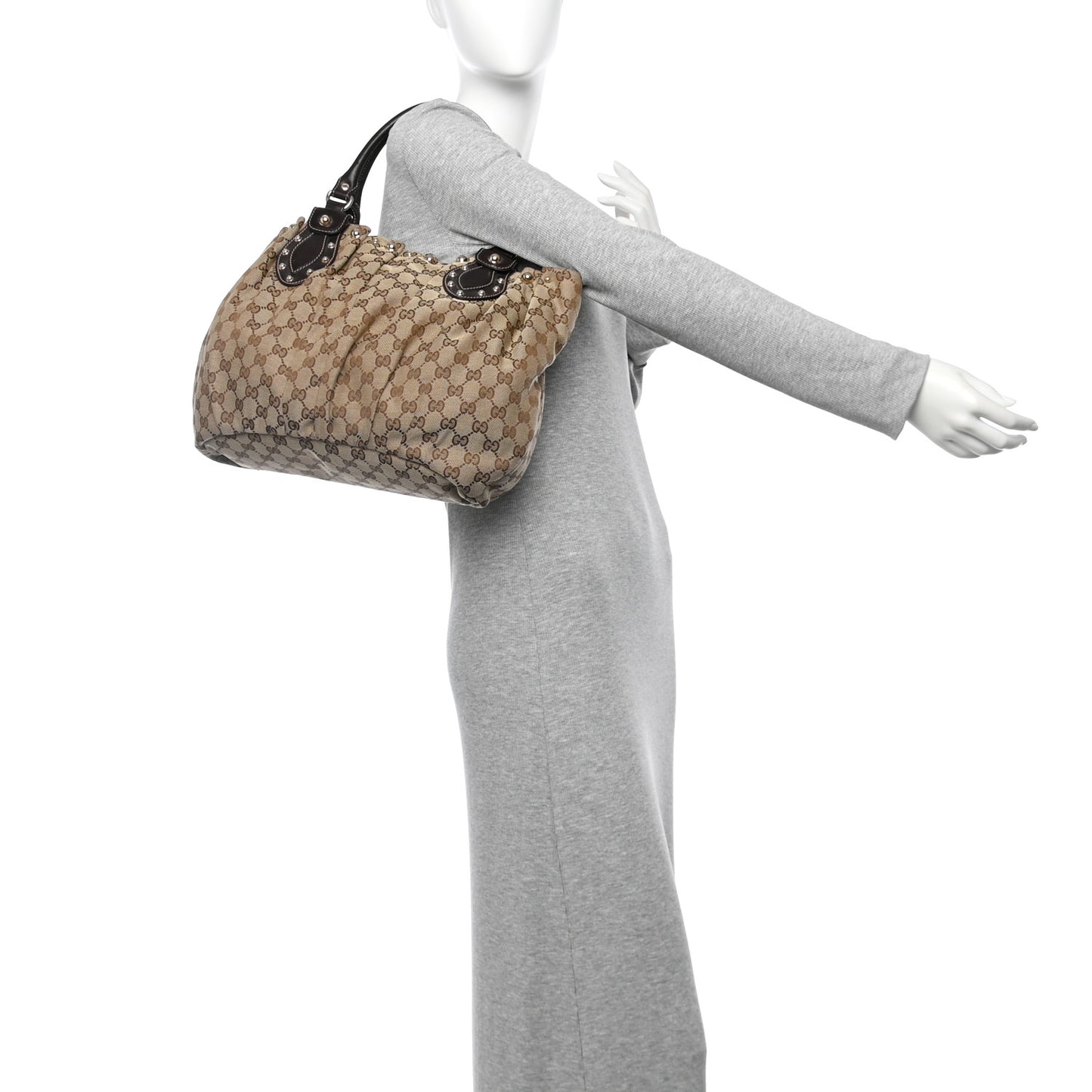 Monogram Studded Pelham Tote Dark Brown