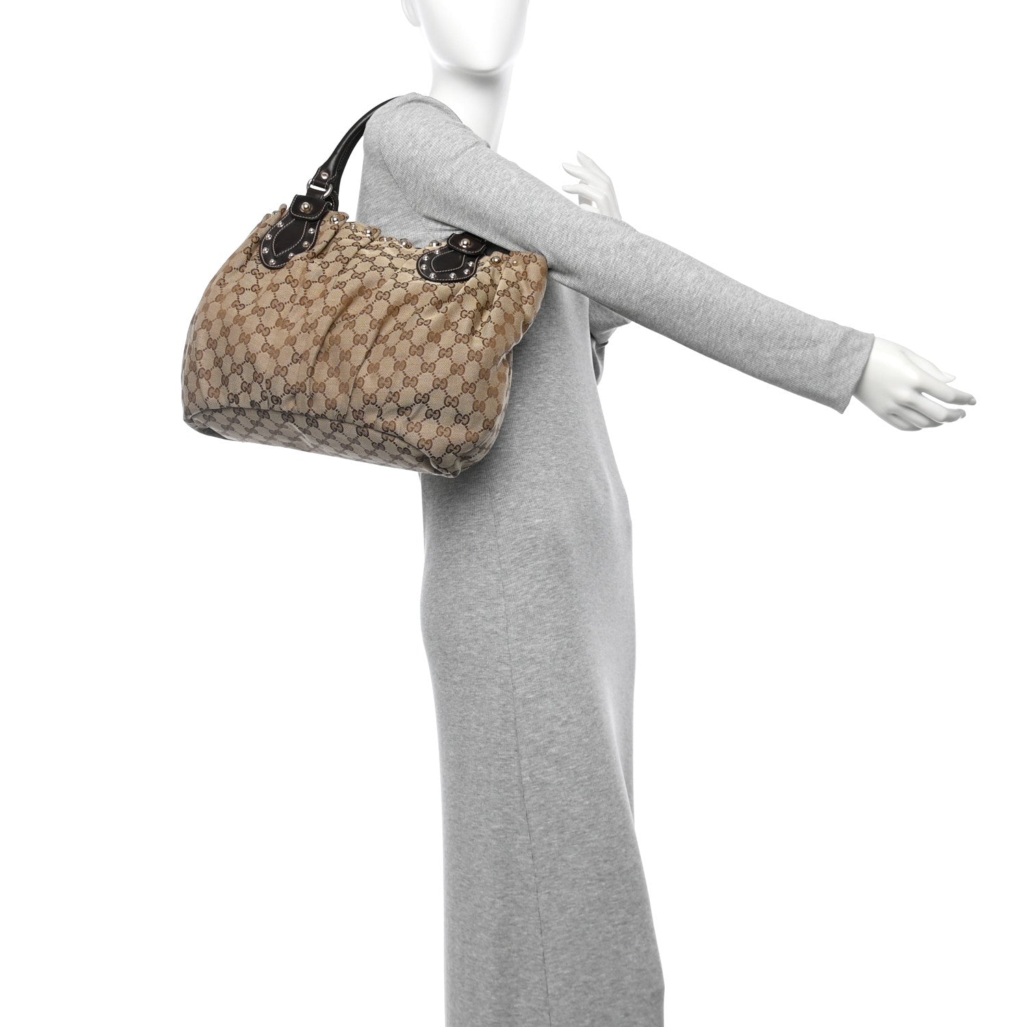Gucci Monogram Studded Pelham Tote Dark Brown 2 of 11