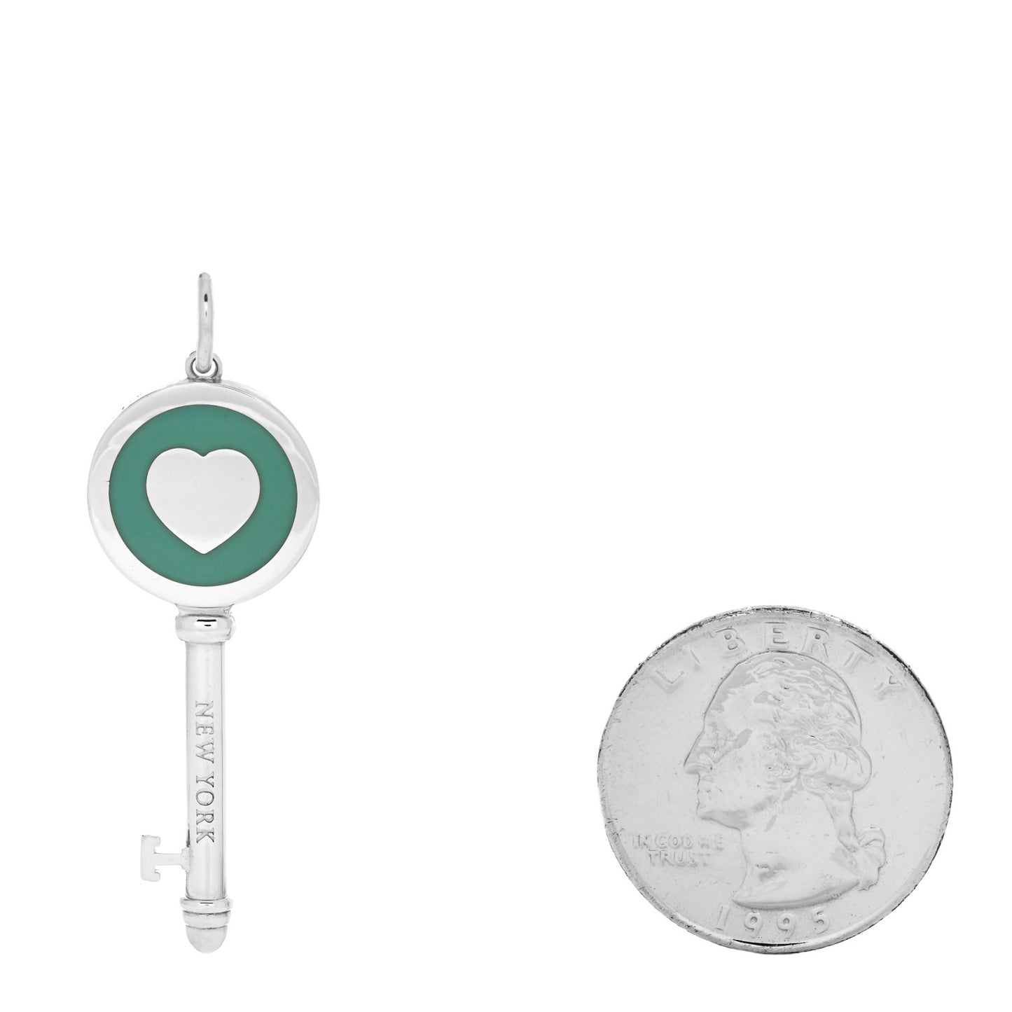 Sterling Silver Enamel Heart Key Pendant Blue