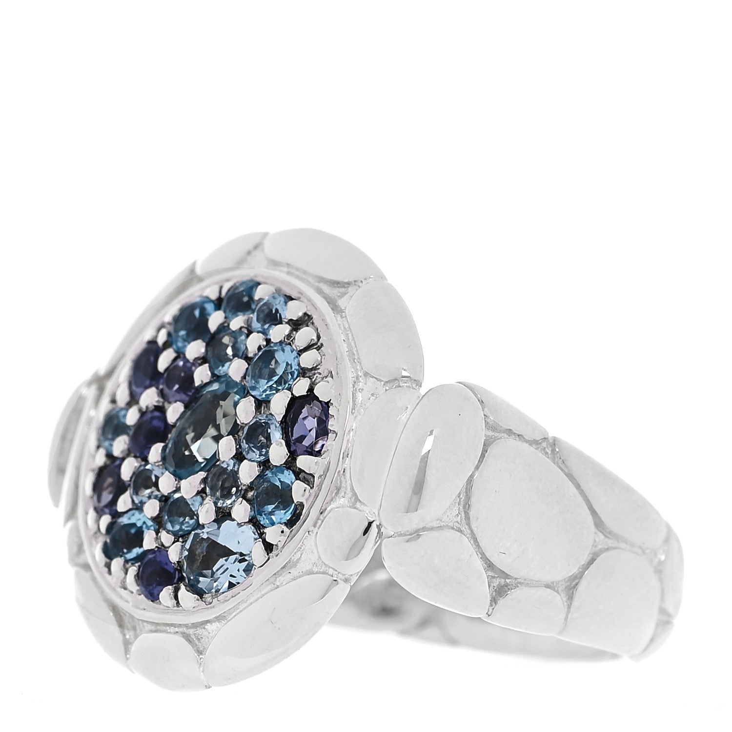 John Hardy Sterling Silver Blue Topaz Iolite Aquamarine Kali Lavafire Ring 56 7.5 4 of 5