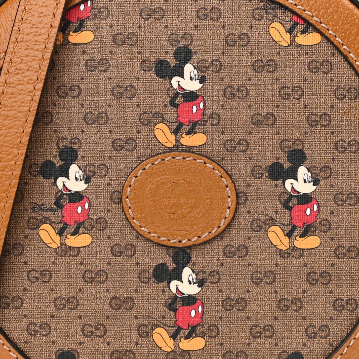 X DISNEY Mini Vintage GG Supreme Monogram Mickey Mouse Round Shoulder Bag Beige Vintage Sun Oil