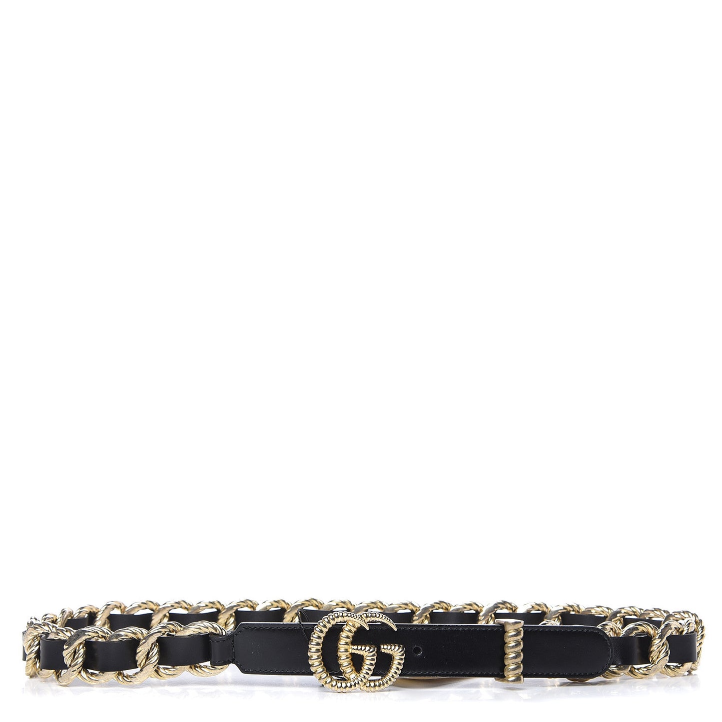 Calfskin Torchon Double G Chain 25mm Belt 85 34 Black