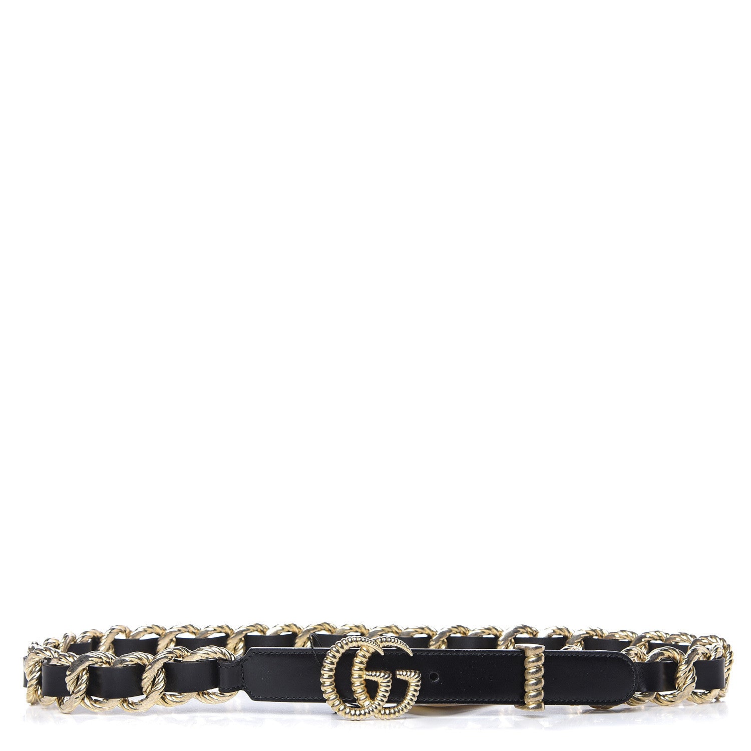 Gucci Calfskin Torchon Double G Chain 25mm Belt 85 34 Black 1 of 4