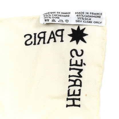 Hermes Cashmere Silk Zebra Pegasus Shawl 140 White Black Naturel 6 of 6
