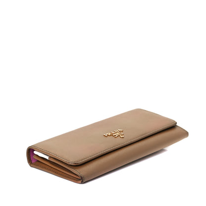 Prada Saffiano Metal Continental Flap Wallet Cuoio 4 of 10