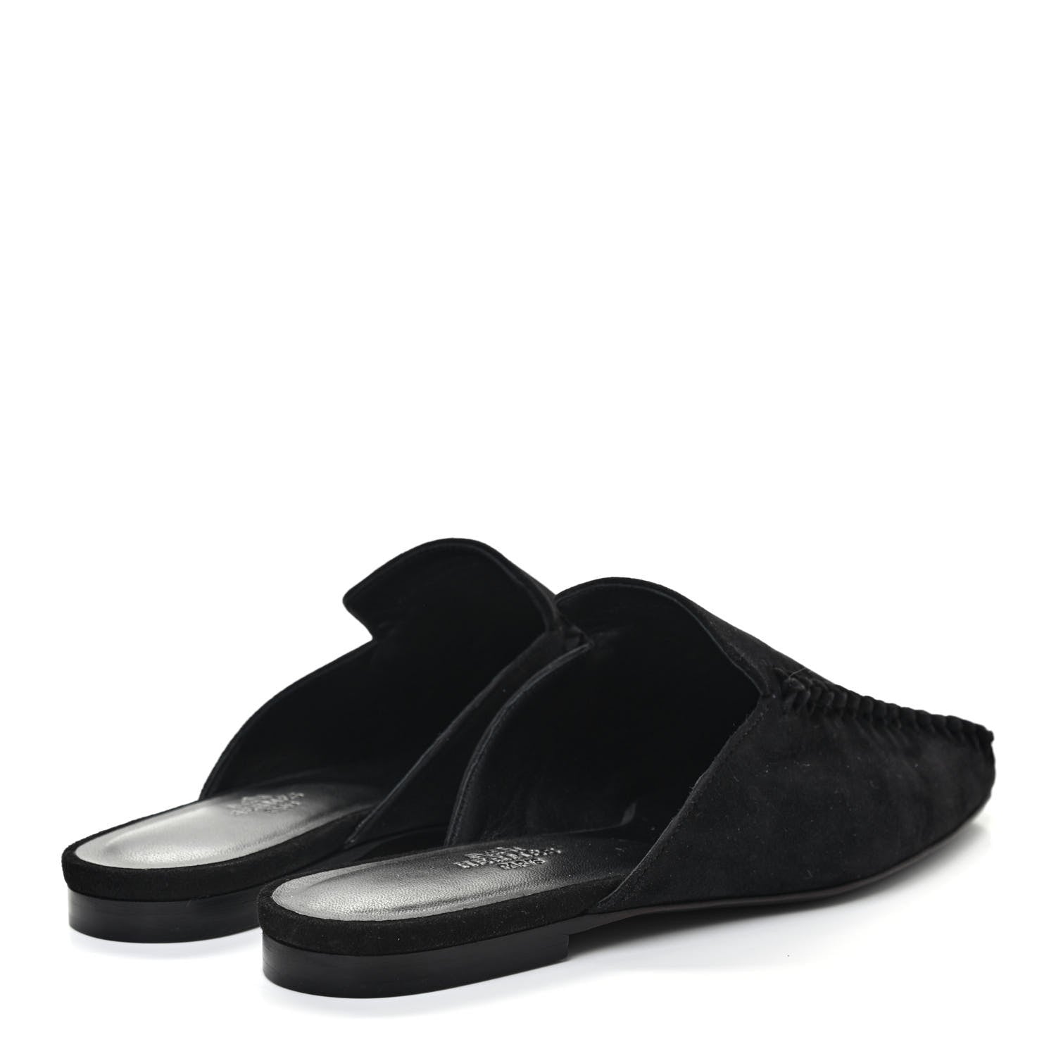 Hermes Suede Goatskin Declic Mules 37 Black 4 of 8