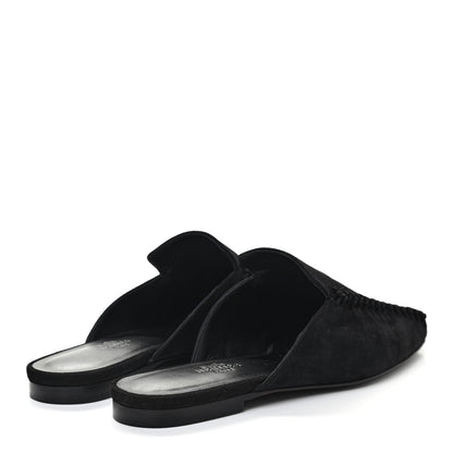 Hermes Suede Goatskin Declic Mules 37 Black 4 of 8