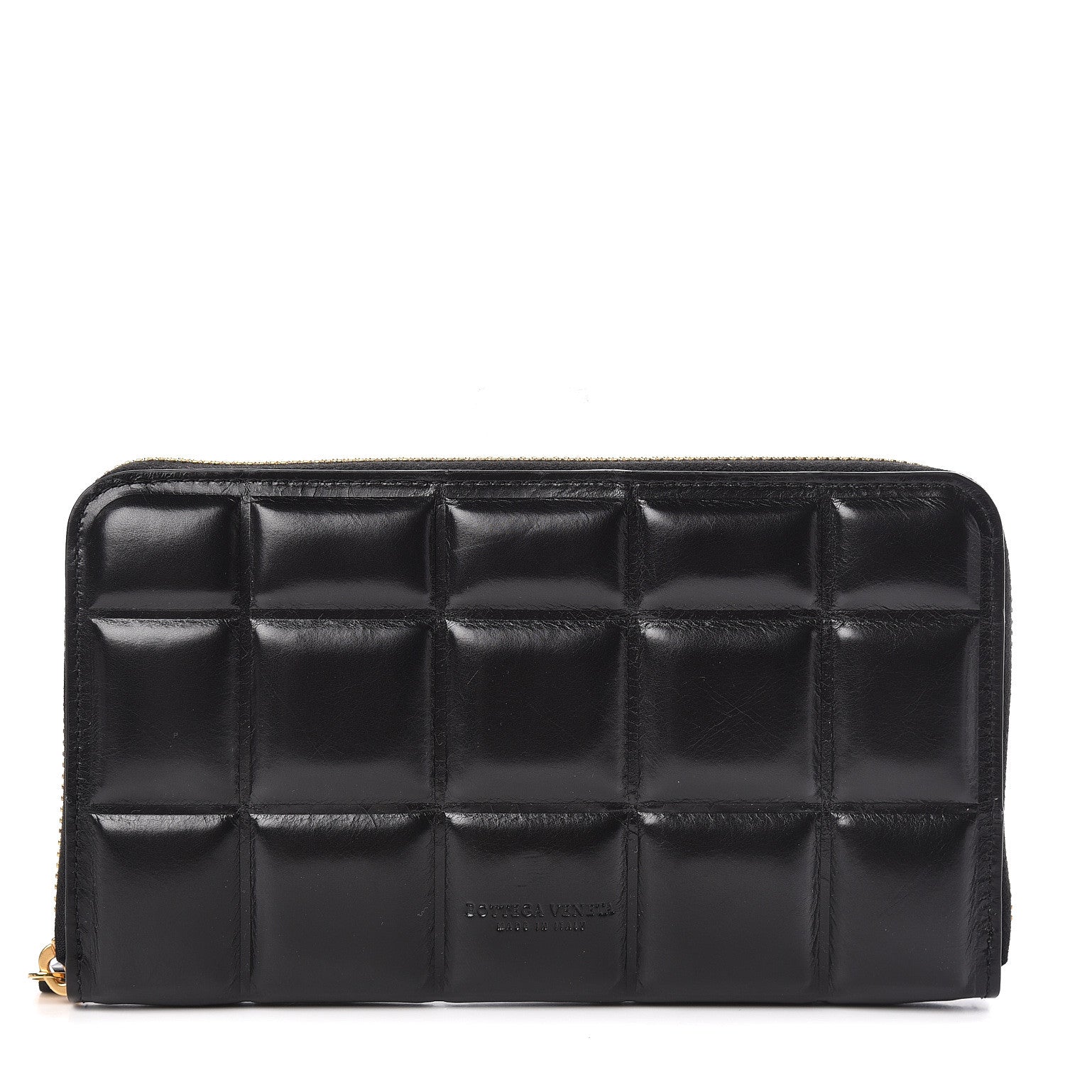 Bottega Veneta Calfskin Padded Paper Zip Wallet Black 1 of 7