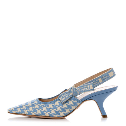 Christian Dior Micro PDP Cotton Houndstooth J'Adior Slingback 65mm Pumps 40.5 Cornflower 1 of 9