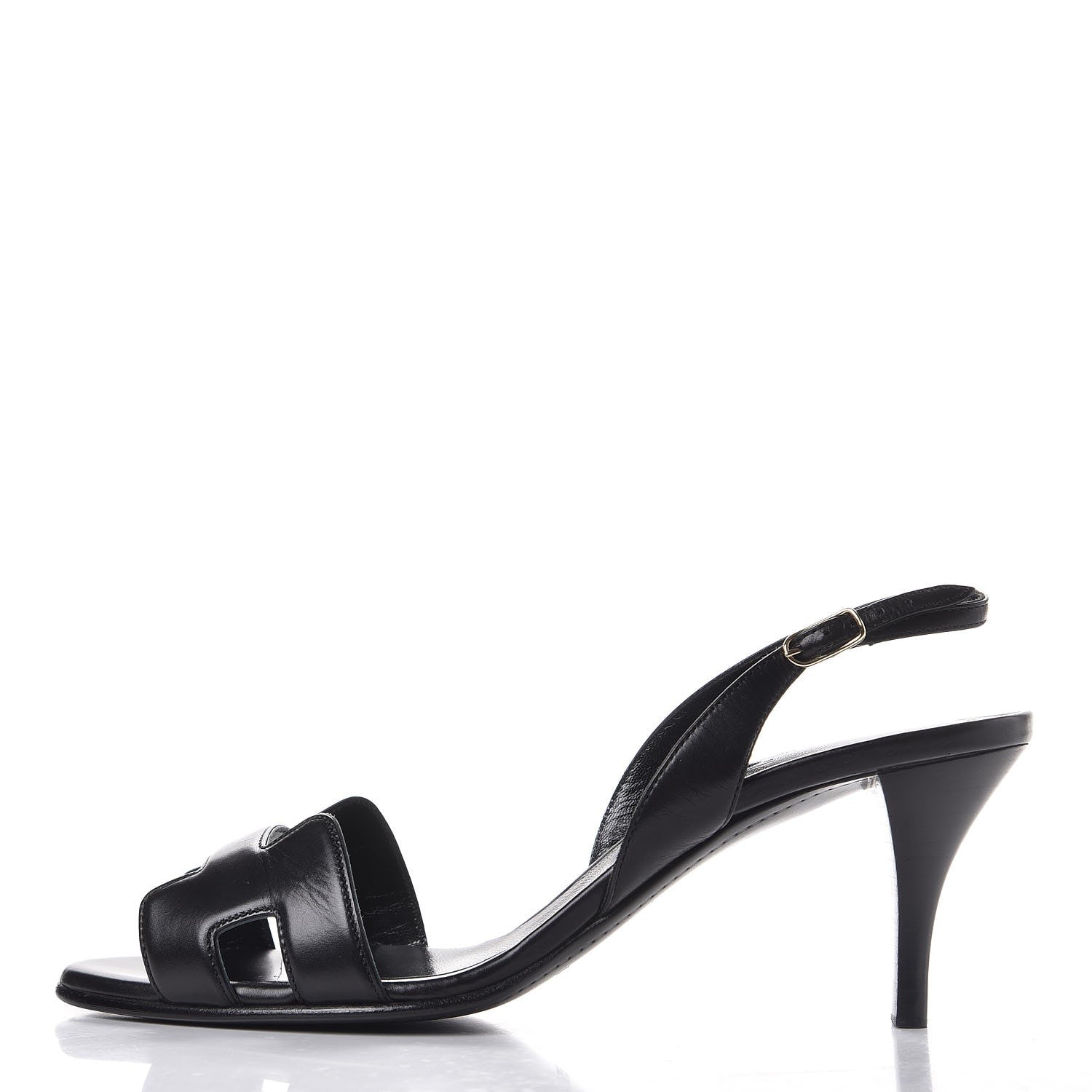 Hermes Calfskin Night 70 Slingback Sandals 38.5 Black 1 of 8