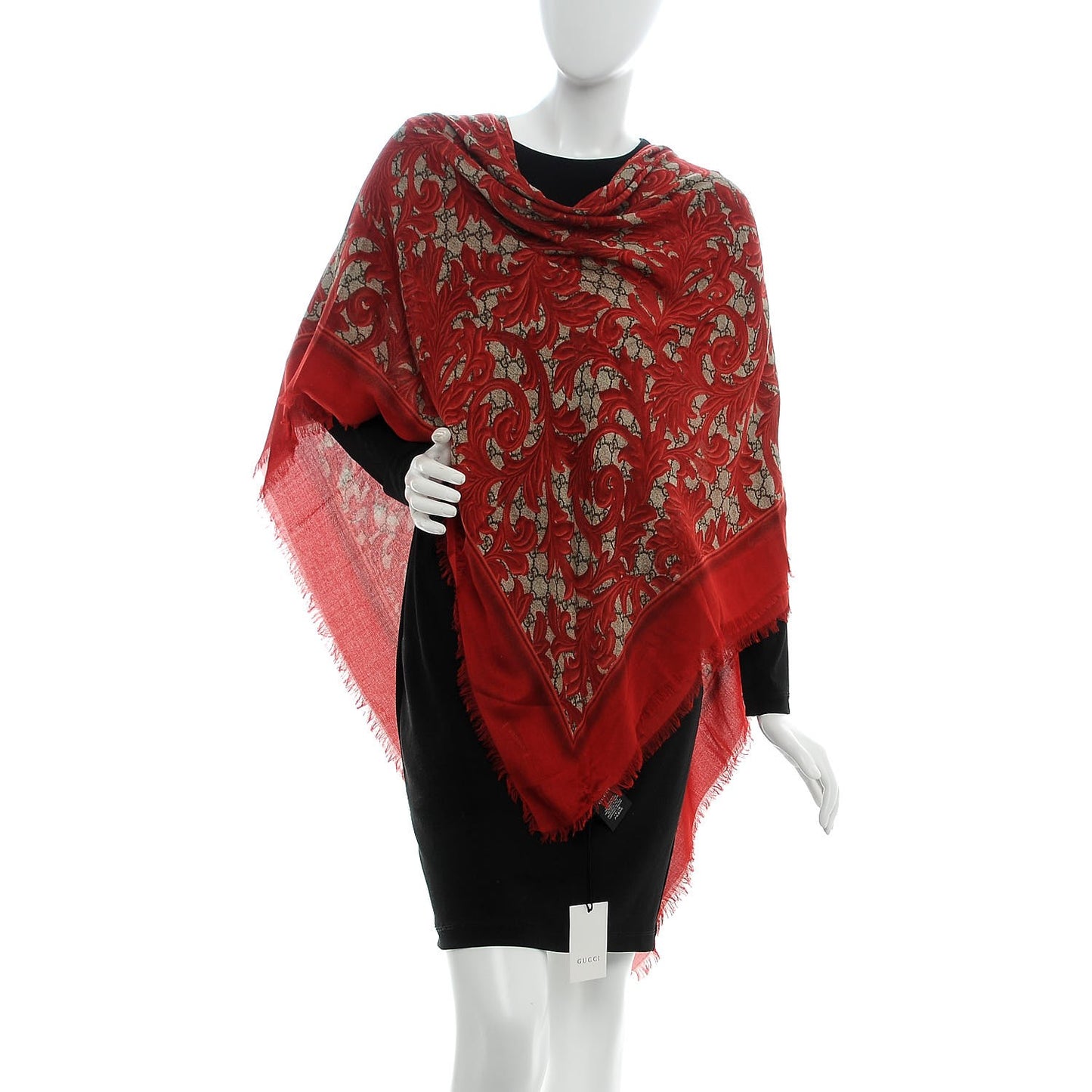 Modal Silk Monogram Arabesque Shawl Red