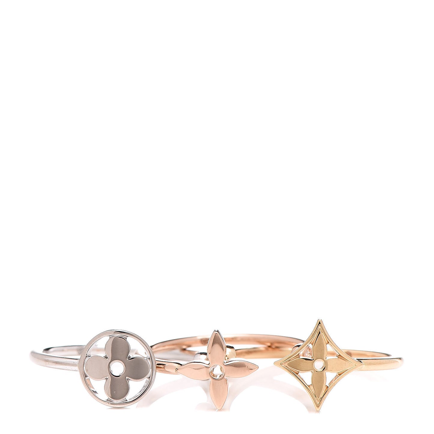 18K Yellow White Pink Gold Diamond Idylle Blossom Ring 3 Set 54 7