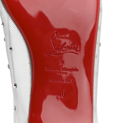 Christian Louboutin X MAISON MARGIELA Rete Glitter Specchio Marlougiela Strass Tabi Flats 40 Silver 8 of 9