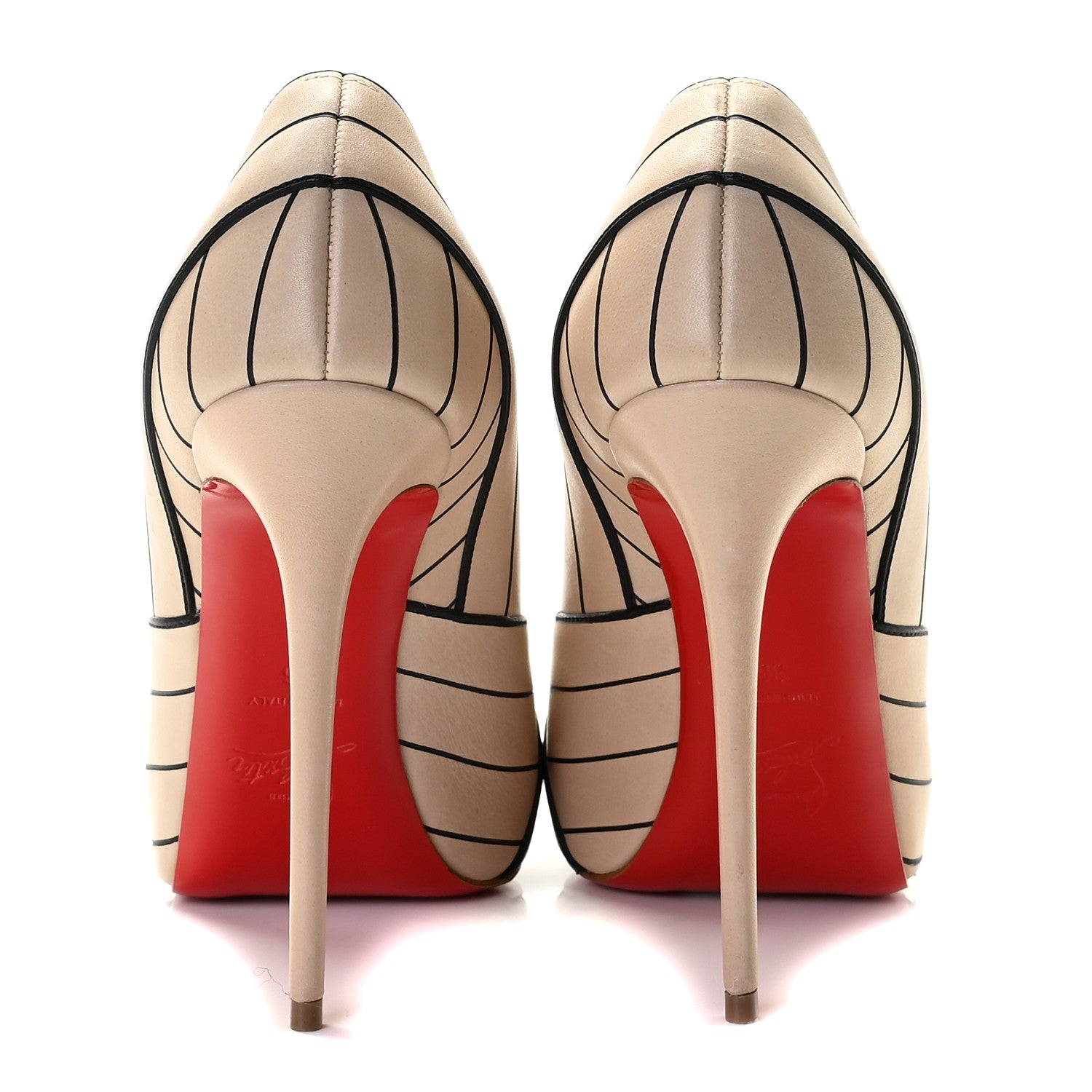 Christian Louboutin Calfskin Undessin Alta 120 Pumps 36 Nude Black 5 of 9