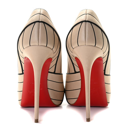 Christian Louboutin Calfskin Undessin Alta 120 Pumps 36 Nude Black 5 of 9