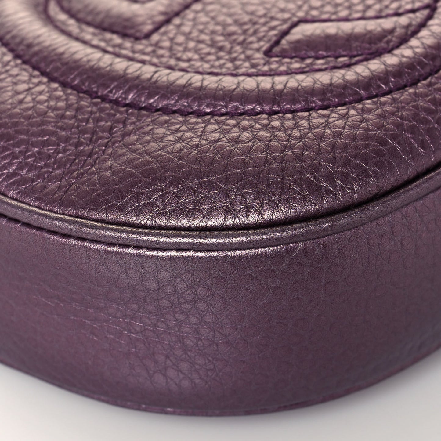 Metallic Pebbled Calfskin Mini Soho Chain Bag Purple