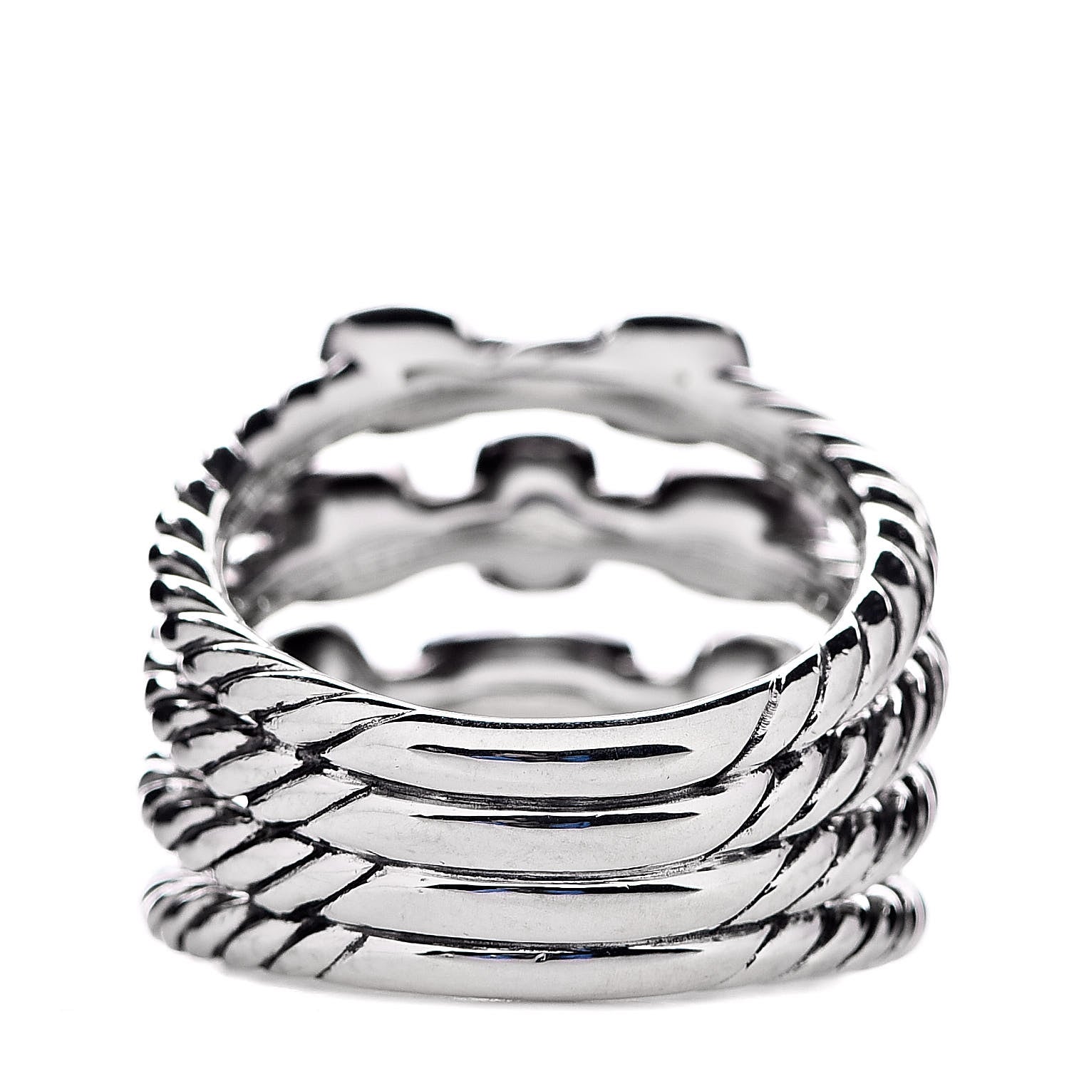David Yurman Sterling Silver Blue Topaz Hampton Blue Topaz Confetti 4 Row Ring 55 7.25 4 of 5