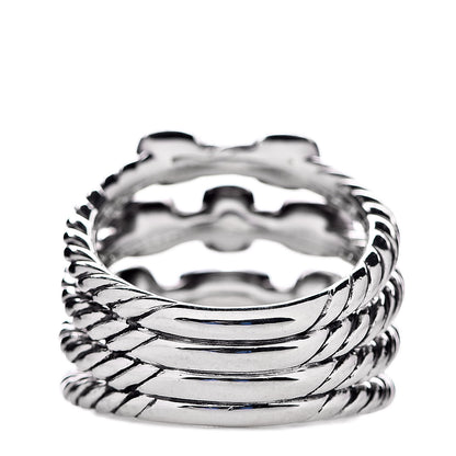 David Yurman Sterling Silver Blue Topaz Hampton Blue Topaz Confetti 4 Row Ring 55 7.25 4 of 5