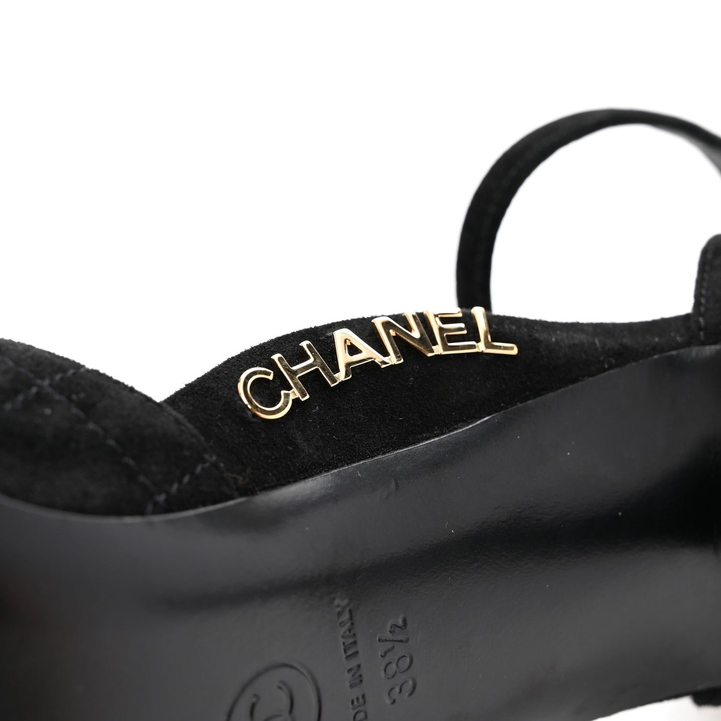 Suede Quilted Logo Sandals 38.5 Black