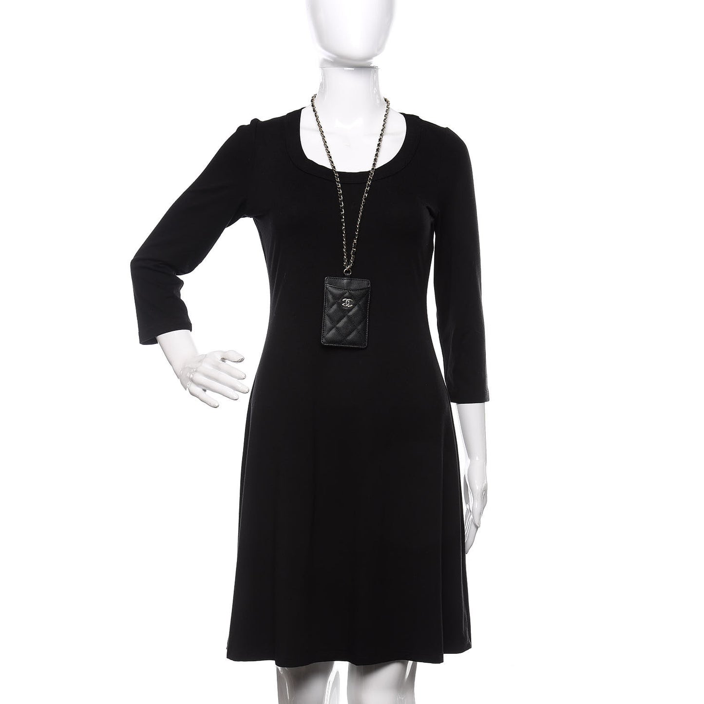 Caviar Quilted Card Holder On Chain Black