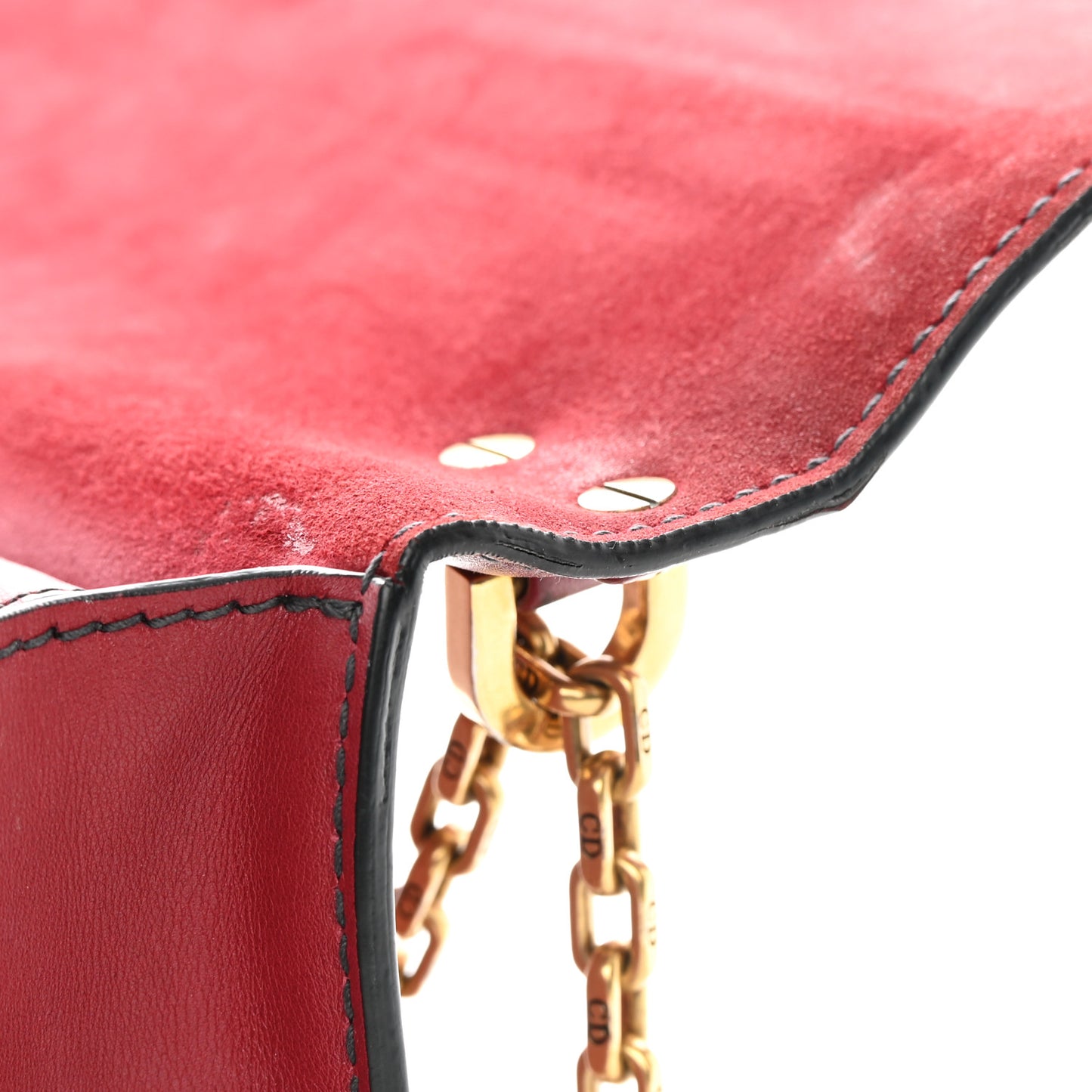 Calfskin J'Adior Chain Flap Bag Red