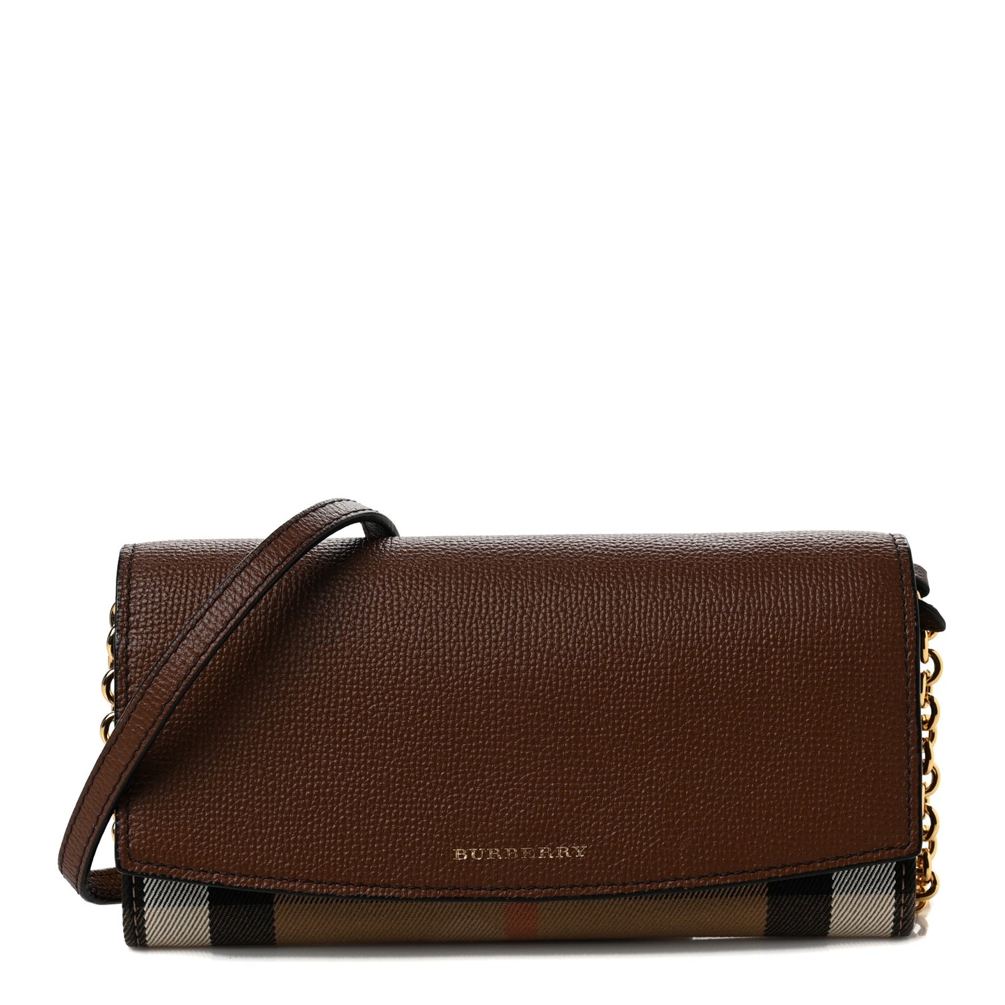Derby Calfskin House Check Henley Wallet On Chain Tan