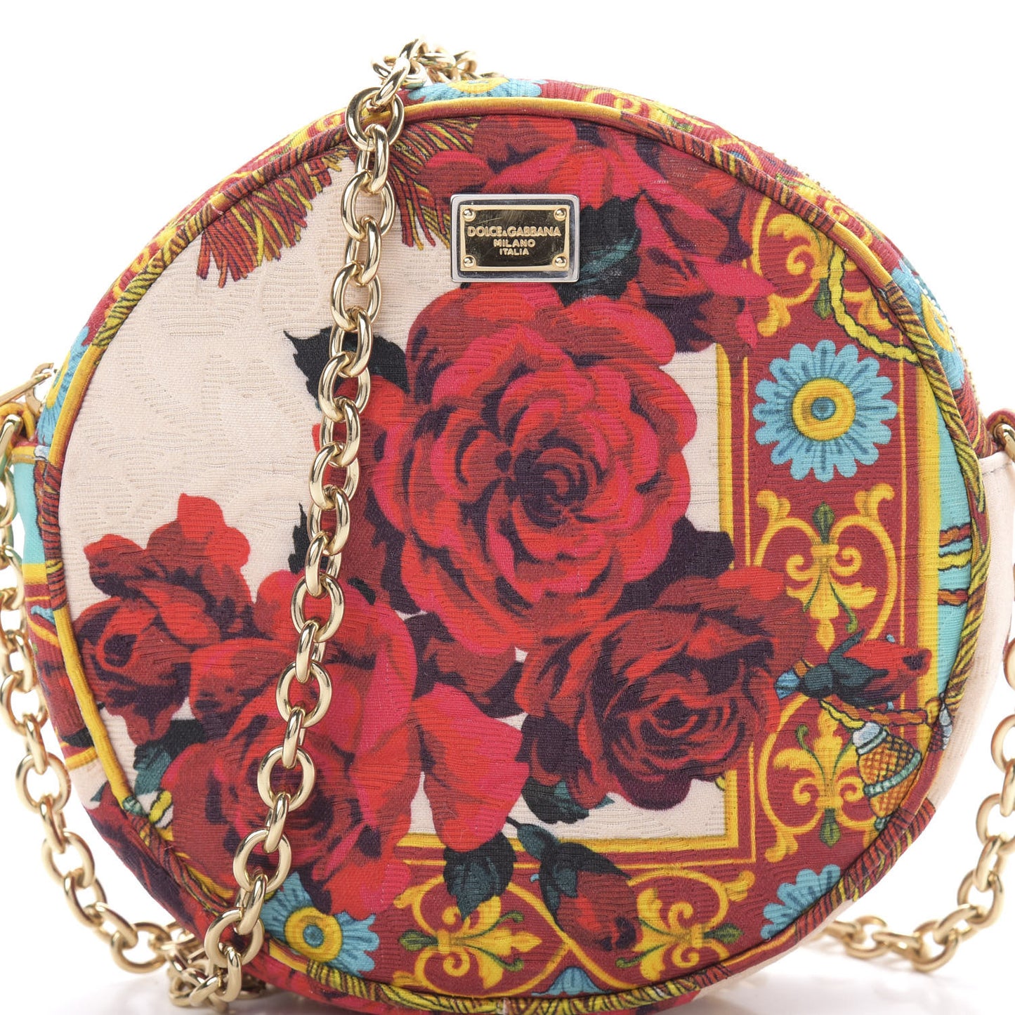 Fabric Floral Print Round Crossbody Multicolor