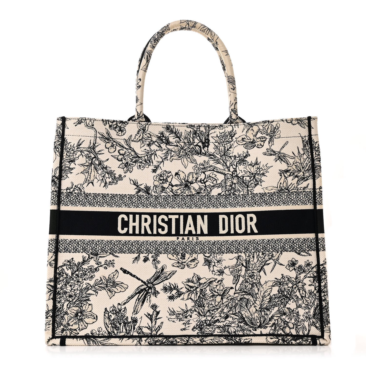 Christian Dior Canvas Embroidered Large Book Tote Latte 1 of 11