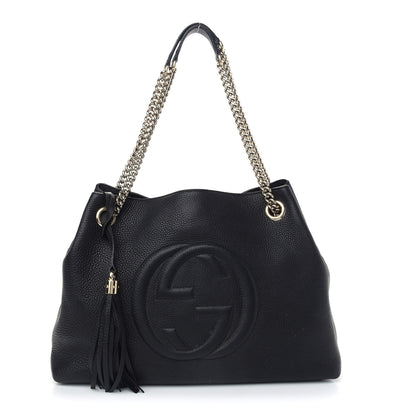 Gucci Pebbled Calfskin Medium Soho Chain Shoulder Bag Black 1 of 11