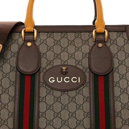 Gucci Soft GG Supreme Monogram Web Medium Duffle Bag Beige New Acero Crop 8 of 10