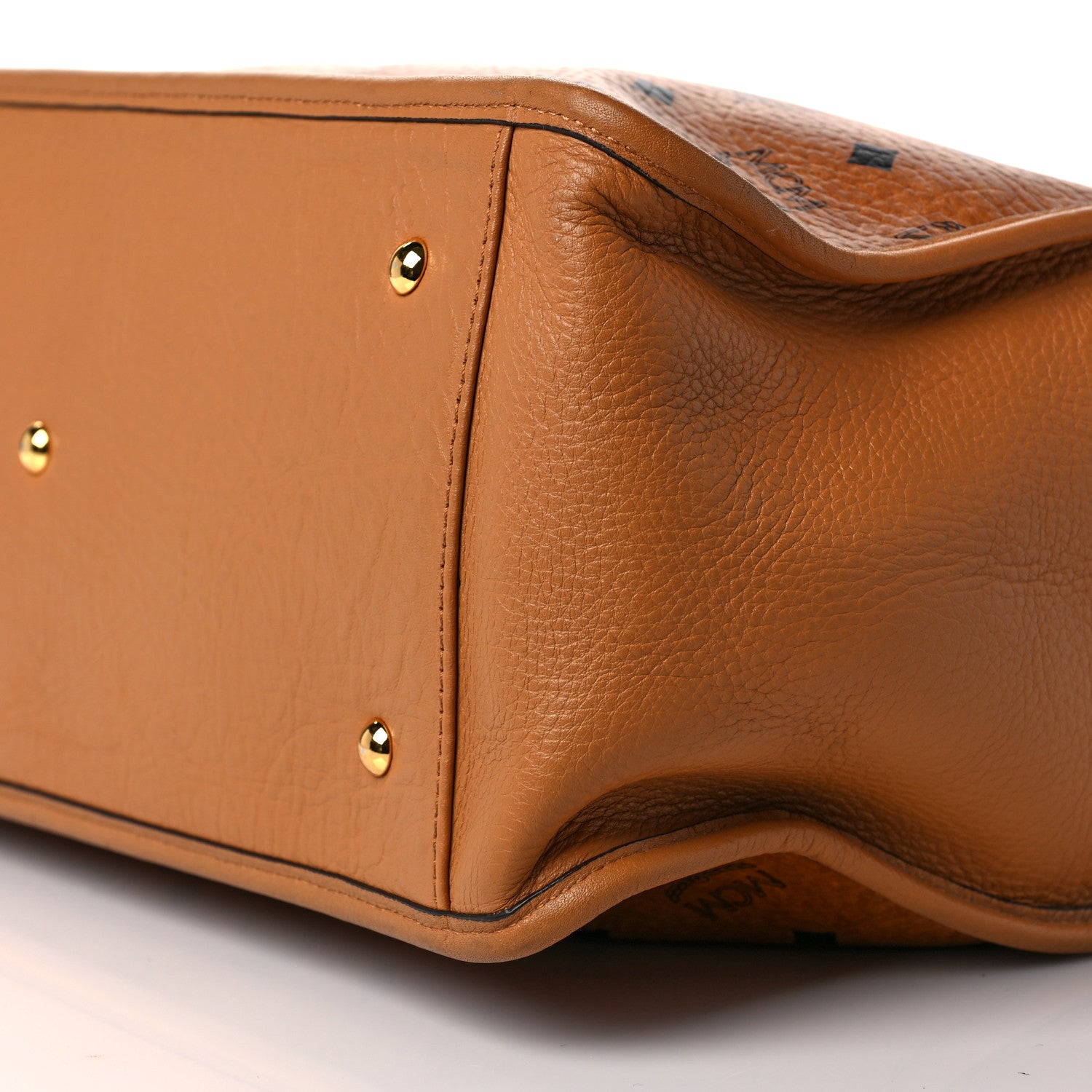 MCM Visetos Calfskin Crocodile Embossed Double Zip Tote Cognac 8 of 12