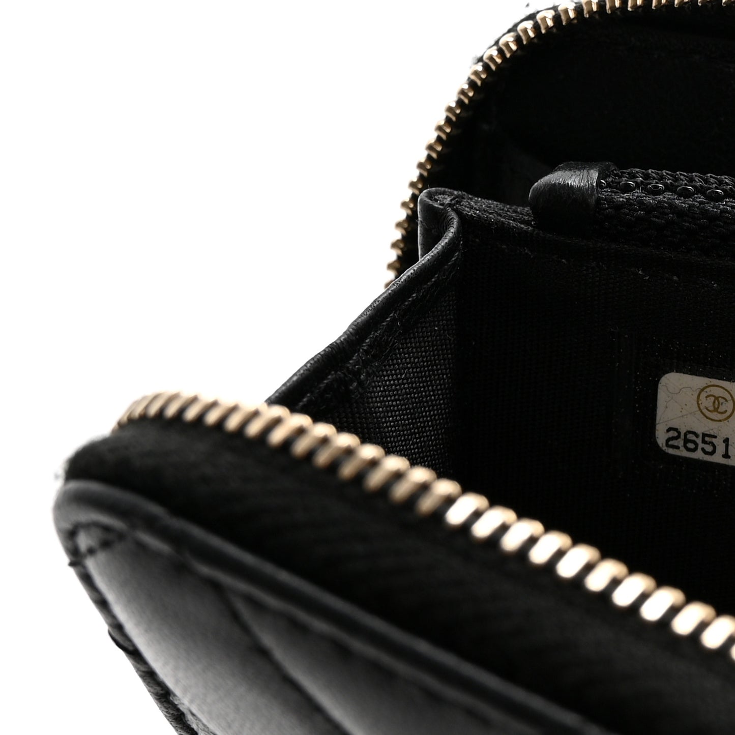 Lambskin Quilted Small Lucky Charms Zip Around Wallet Black