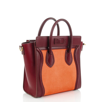 Celine Nubuck Smooth Calfskin Nano Tri-Color Luggage Vermillion 3 of 6