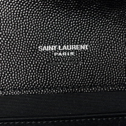 Saint Laurent Grain De Poudre Matelasse Chevron Monogram Envelope Clutch Black 6 of 10