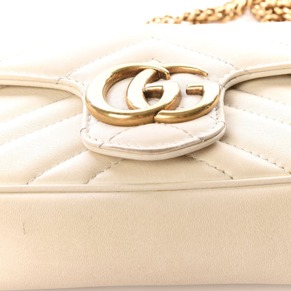 Gucci Calfskin Matelasse Super Mini GG Marmont Shoulder Bag White 13 of 14